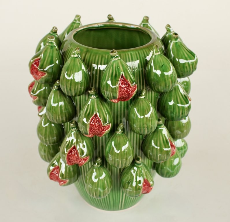 Large Dark Green Fig Ceramic Vase